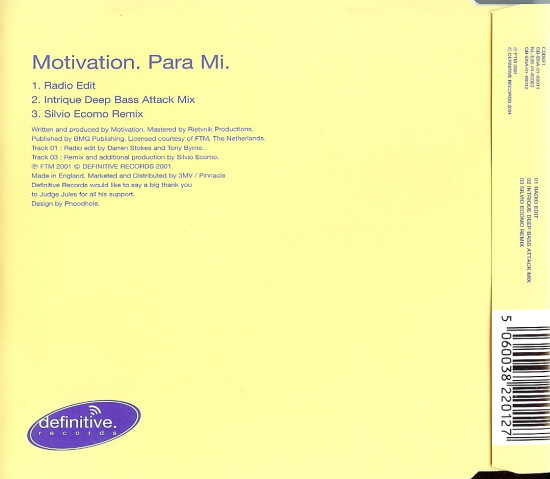 Motivation - Para Mi (CD, Single) (Near Mint (NM or M-)) - Image 2