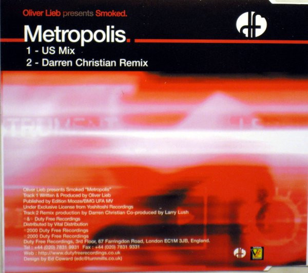 Oliver Lieb Presents Smoked - Metropolis (CD, Single) (Near Mint (NM or M-)) - Image 3