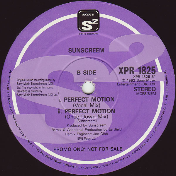 Sunscreem - Perfect Motion (12", Promo) (Very Good (VG)) - Image 2