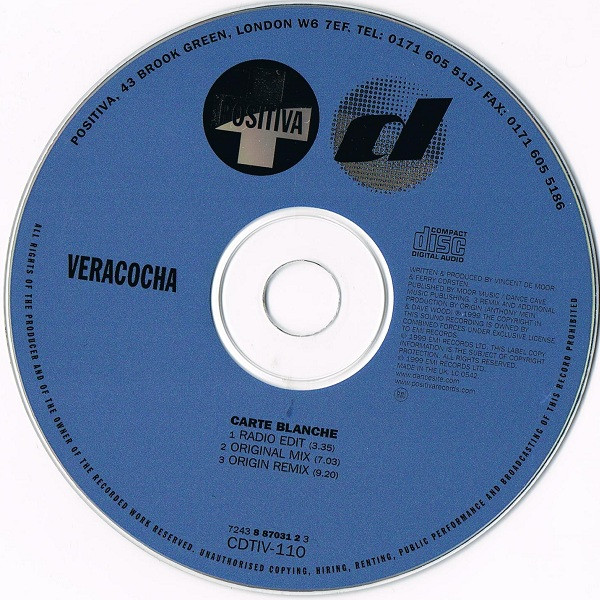 Veracocha - Carte Blanche (CD, Single) (Very Good Plus (VG+)) - Image 4