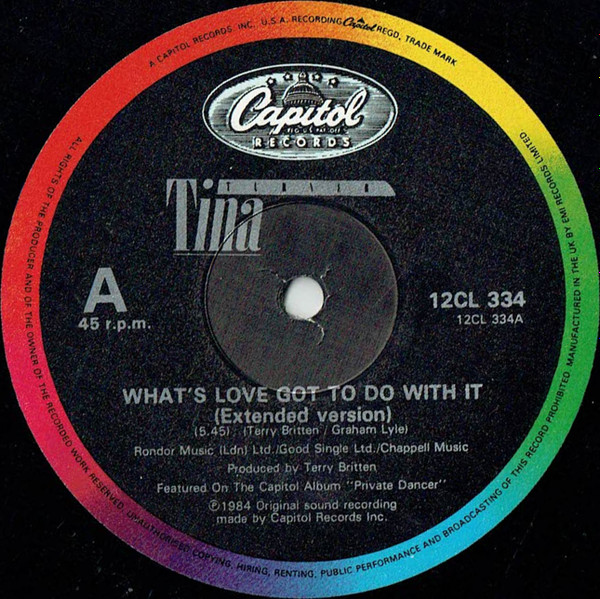 Tina Turner - What's Love Got To Do With It (Extended Version) (12", Bla) (Very Good (VG)) - Image 3
