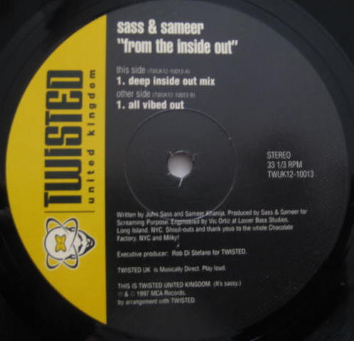 Sameer & Sass - From The Inside Out (12") (Very Good Plus (VG+))