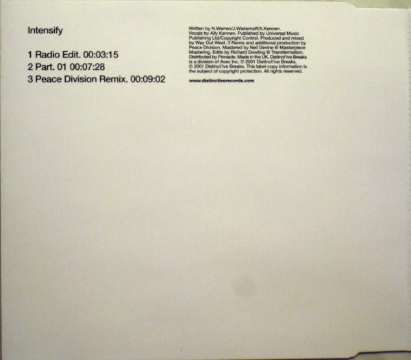 Way Out West - Intensify (CD, Single) (Very Good Plus (VG+)) - Image 2