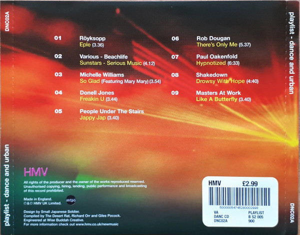 Various - Playlist - Dance And Urban (CD, Comp, Smplr) (Near Mint (NM or M-)) - Image 2