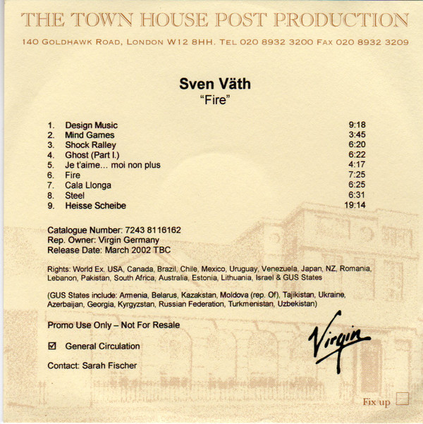 Sven Väth - Fire (CDr, Album, Promo) (Very Good Plus (VG+))