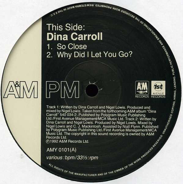 Dina Carroll - So Close (12") (Very Good Plus (VG+)) - Image 3