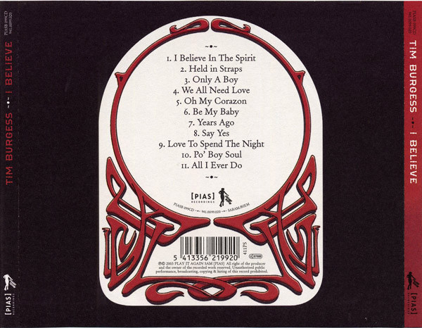 Tim Burgess - I Believe (CD, Album) (Very Good Plus (VG+)) - Image 2