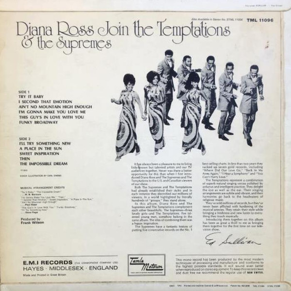 The Supremes Join The Temptations - Diana Ross & The Supremes Join The Temptations (LP, Album, Mono) (Very Good (VG)) - Image 2