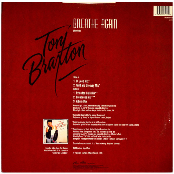 Toni Braxton - Breathe Again (12") (Mint (M)) - Image 2