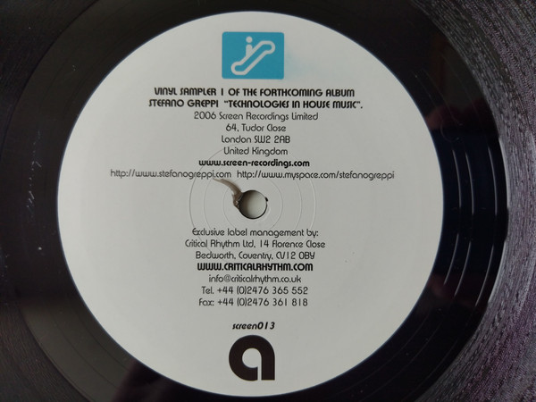 Various - Stefano Greppi - Technologies In House Music - Vinyl Sampler One (12", Smplr) (Very Good Plus (VG+)) - Image 3