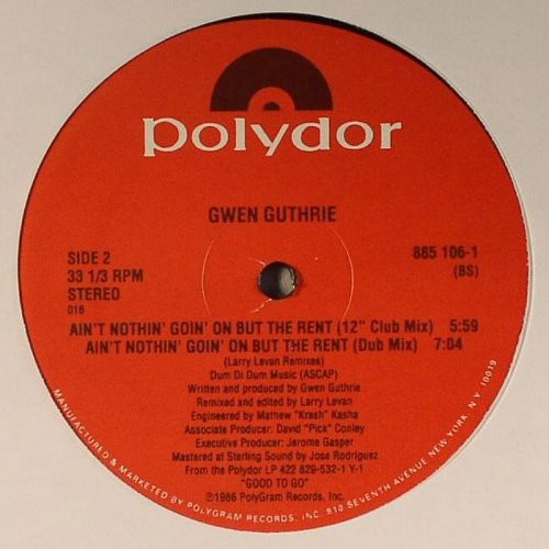 Gwen Guthrie - Ain't Nothin' Goin' On But The Rent (12", RP) (Mint (M)) - Image 2
