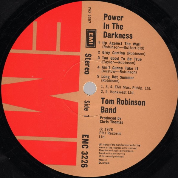 Tom Robinson Band - Power In The Darkness (LP, Album) (Very Good Plus (VG+)) - Image 3